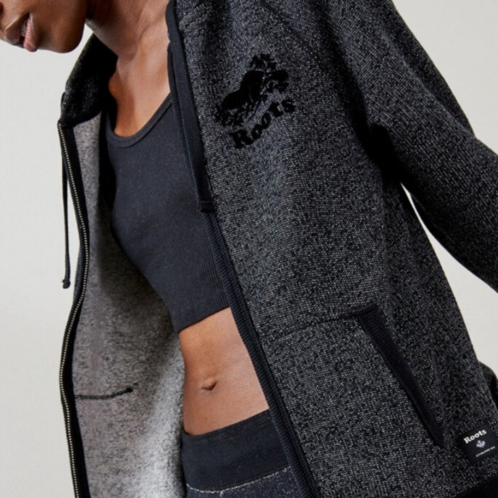 🐝 Roots Zip-up Black Pepper Sweater Jacket XS - Picture 5 of 7